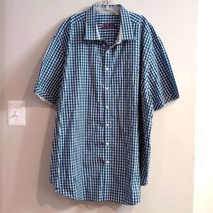 Robert Graham Plaid Button Up Short Sleeve Shirt Sz 4XL